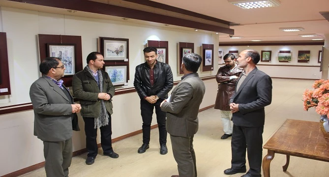 نمایشگاه آثار نقاشی آبرنگ علیرضا بردستانی دانشجو معلم پردیس شهید مقصودی همدان 2