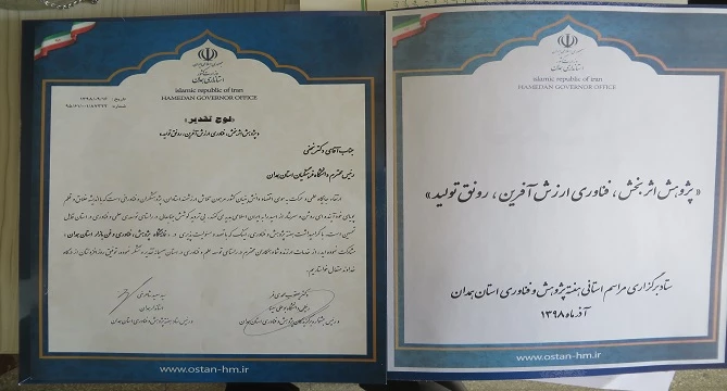 لوح سپاس به واسطه حضور ویژه و ارائه آثار ارزشمند توسط دانشگاه فرهنگیان همدان  10