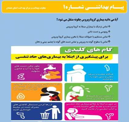 انتشار پیام های بهداشتی با مضمون (کرونا ویروس) بروی پورتال دانشگاه علوم پزشکی استان همدان 2