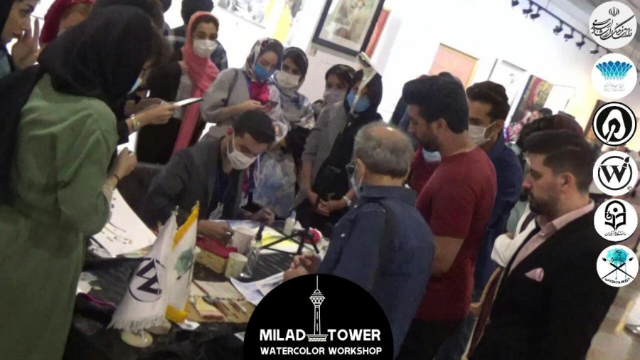اجرای زنده نقاشی آبرنگ در برج میلاد تهران با حضور اساتید و هنرمندان برجسته کشور 4